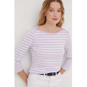 United Colors of Benetton longsleeve din bumbac culoarea violet