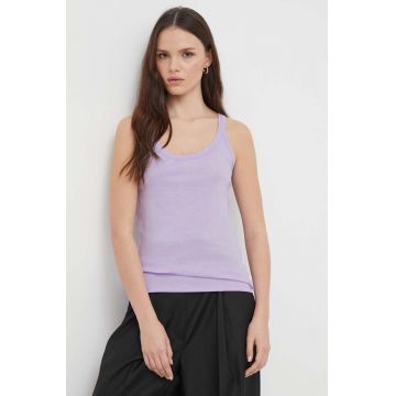 United Colors of Benetton top din bumbac culoarea violet