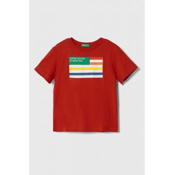 United Colors of Benetton tricou de bumbac pentru copii culoarea rosu, cu imprimeu