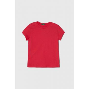 United Colors of Benetton tricou de bumbac pentru copii culoarea roz