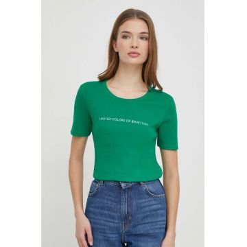 United Colors of Benetton tricou din bumbac femei, culoarea verde