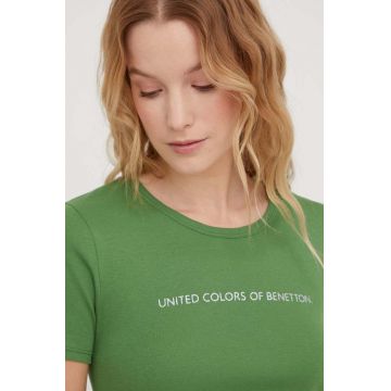 United Colors of Benetton tricou din bumbac femei, culoarea verde