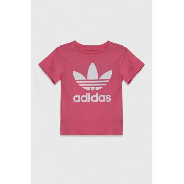 adidas Originals tricou de bumbac pentru copii TREFOIL TEE culoarea roz