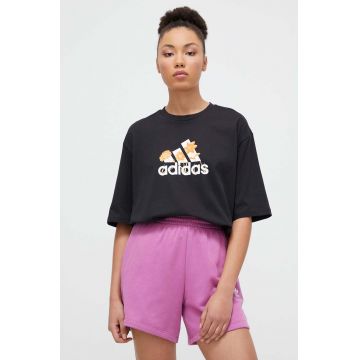 adidas tricou din bumbac femei, culoarea negru IR5896