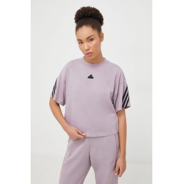 adidas tricou din bumbac femei, culoarea violet IS3613