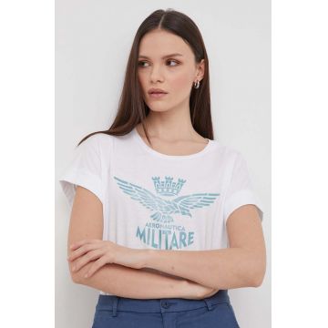 Aeronautica Militare tricou din bumbac femei, culoarea alb