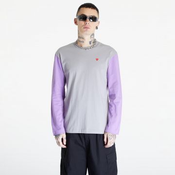 Tricou Comme des Garçons PLAY Heart Logo Long Sleeve Tee UNISEX Gray/ Lavender