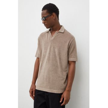 Drykorn tricou polo barbati, culoarea bej, neted