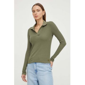 G-Star Raw longsleeve din bumbac culoarea verde