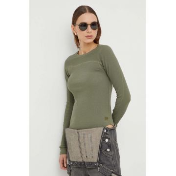 G-Star Raw longsleeve din bumbac culoarea verde