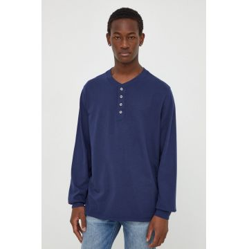 Levi's longsleeve din bumbac culoarea albastru marin, neted