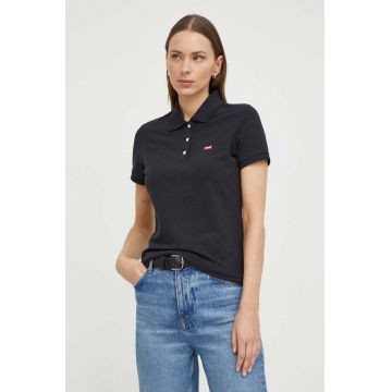 Levi's tricou polo femei, culoarea negru