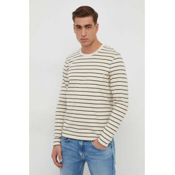 Pepe Jeans longsleeve din bumbac Costa culoarea bej, modelator