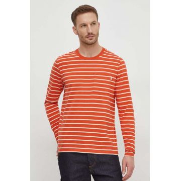 Pepe Jeans longsleeve din bumbac Costa culoarea portocaliu, modelator