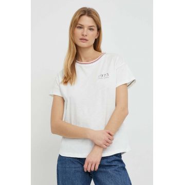 Pepe Jeans tricou din bumbac femei, culoarea alb