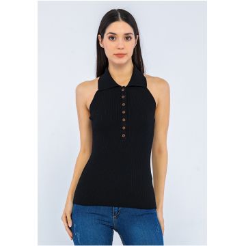 Top polo din tricot - cu striatii