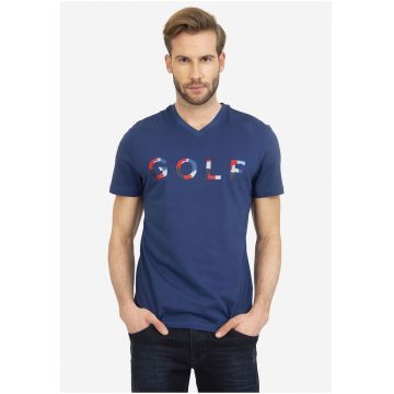 Tricou cu decolteu in V si imprimeu text