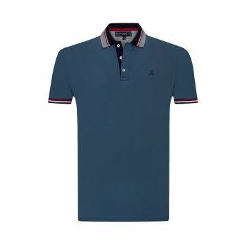 Tricou polo de bumbac cu logo brodat pe piept