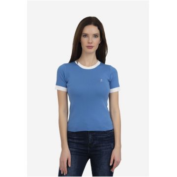 Tricou slim fit cu model in doua tonuri