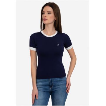 Tricou slim fit cu model in doua tonuri