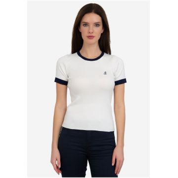 Tricou slim fit cu model in doua tonuri