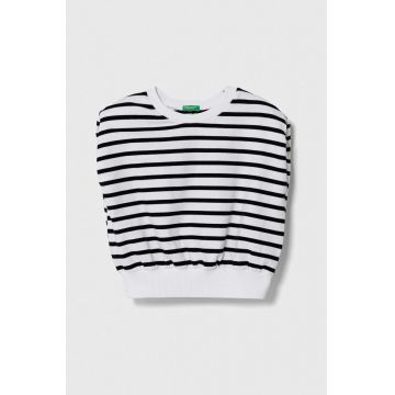 United Colors of Benetton top din bumbac pentru copii culoarea negru