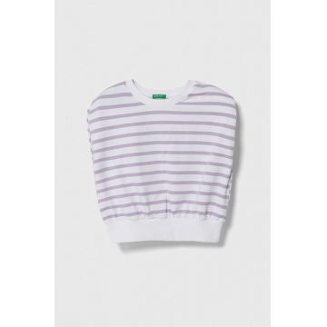 United Colors of Benetton top din bumbac pentru copii culoarea violet