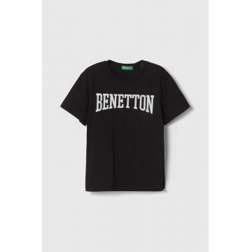 United Colors of Benetton tricou de bumbac pentru copii culoarea negru, cu imprimeu