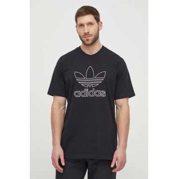 adidas Originals tricou din bumbac Trefoil Tee bărbați, culoarea negru, cu imprimeu, IU2347