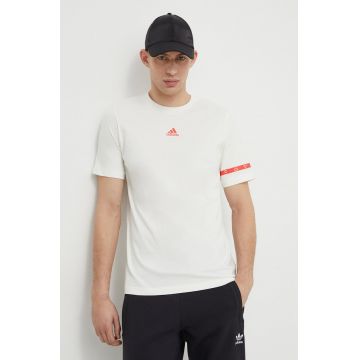 adidas tricou din bumbac bărbați, culoarea bej, uni IS2870