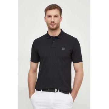 BOSS Orange tricou polo bărbați, culoarea negru, uni 50507803