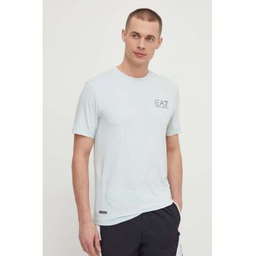 EA7 Emporio Armani tricou barbati, culoarea turcoaz, cu imprimeu