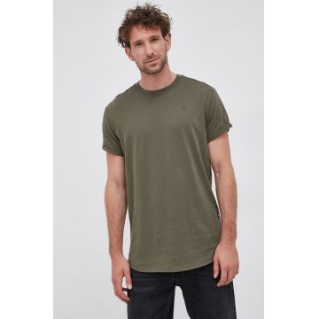 G-Star Raw tricou din bumbac culoarea verde, neted