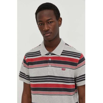 Levi's polo de bumbac culoarea gri, neted