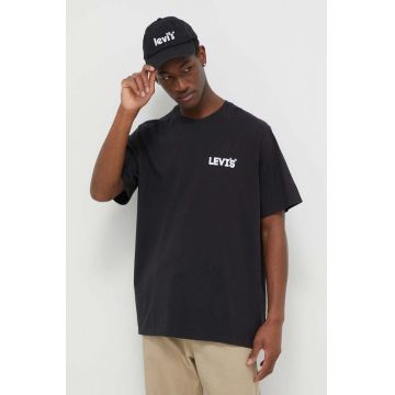 Levi's tricou din bumbac barbati, culoarea negru, cu imprimeu