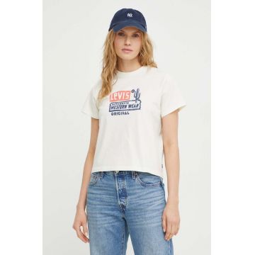 Levi's tricou din bumbac femei, culoarea bej