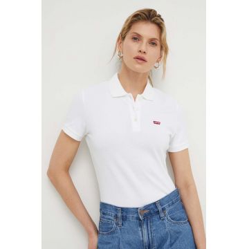 Levi's tricou polo femei, culoarea alb