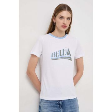 Marella tricou din bumbac femei, culoarea alb 2413970000000