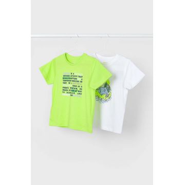 Mayoral tricou de bumbac pentru copii 2-pack culoarea verde, cu imprimeu