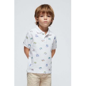 Mayoral tricou polo copii culoarea alb, modelator