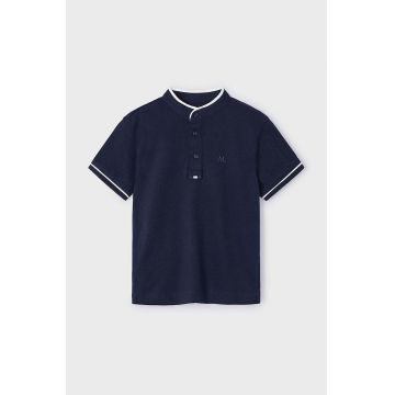 Mayoral tricou polo copii culoarea albastru marin, neted