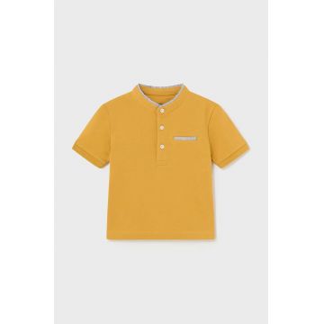 Mayoral tricou polo pentru copii culoarea galben, neted