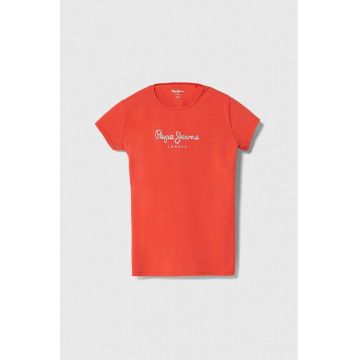 Pepe Jeans tricou copii HANA GLITTER culoarea rosu