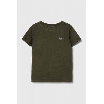 Pepe Jeans tricou de bumbac pentru copii culoarea verde, neted