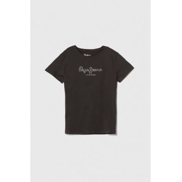 Pepe Jeans tricou de bumbac pentru copii NINA culoarea gri