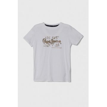 Pepe Jeans tricou de bumbac pentru copii RICHARD culoarea alb, cu imprimeu