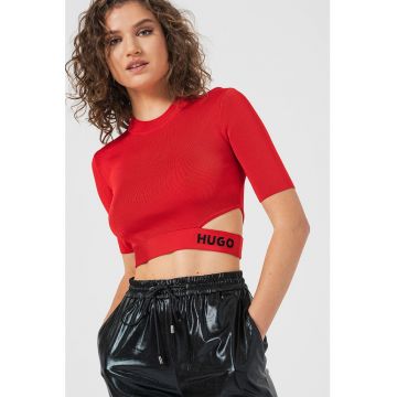 Tricou crop cu aspect striat