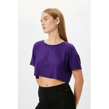 Tricou crop din amestec de viscoza