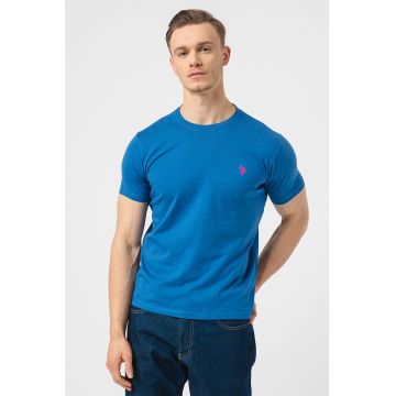 Tricou regular fit cu decolteu la baza gatului