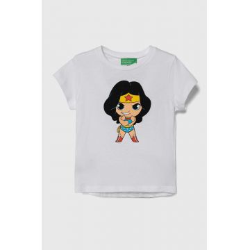 United Colors of Benetton tricou de bumbac pentru copii culoarea alb